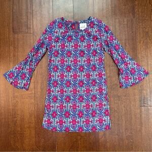 Peek Girl's Red, Pink and Blue Boho Dress, Bell Sleeves, Lightweight, Size M 6-7
